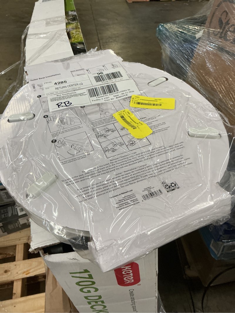 Condition photo showing As Is for mainstays round slow-close toilet seat in white