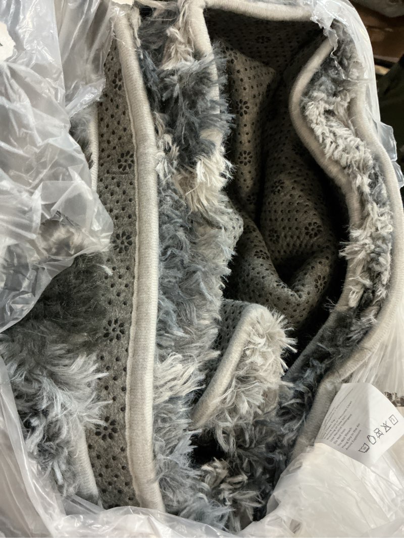 Condition photo showing As Is for hutha 4x6 large area rugs for living room, super soft fluffy modern bedroom rug, tie-dyed light grey indoor shag fuzzy carpets for girls kids nursery room home decor 4' x 6' (rectangular) light grey
