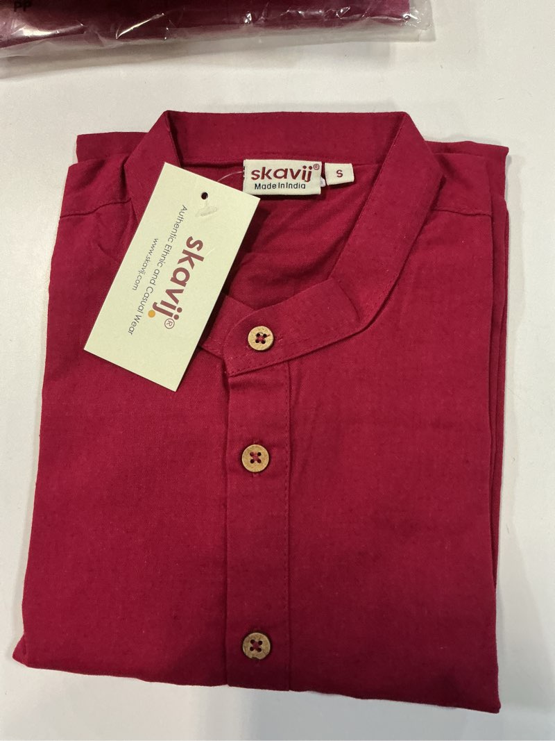 Condition photo showing New/Like New for skavij men's cotton kurta long sleeve casual henley shirt. size s
