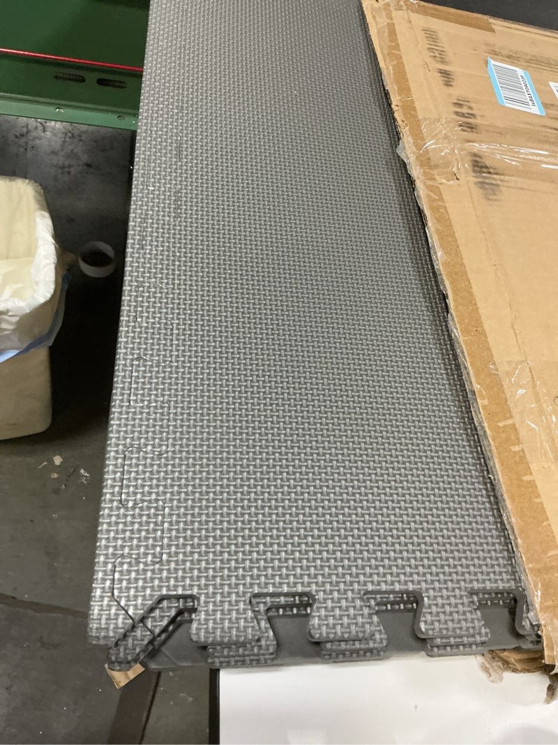 Condition photo showing Good Condition for EVA Foam Mat Tiles 6-Pack - 24 SQ FT of Interlocking Padding for Garage, Playroom, or Gym Flooring - Workout Mat or Baby Playmat by Stalwart (Gray) Grey 24"L x 24"W x 0.4"Th