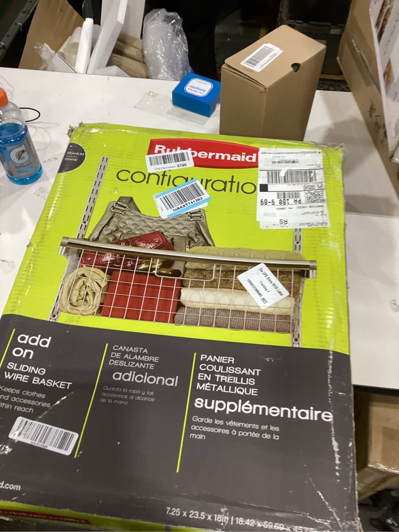 Condition photo showing Good Condition for Rubbermaid Configurations Sliding Basket for Closet Drawer Organization, Titanium, Sturdy Slide Out Basket for Home/Laundry/Bathroom/Mudroom/Pantry/Linen Closet Titanium Sliding Wire Basket