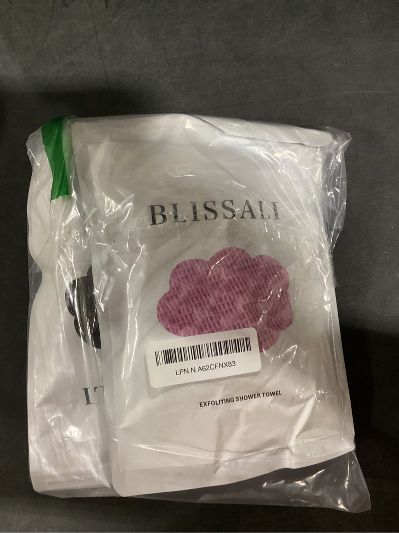 Condition photo showing New/Like New for 2Pcs Blissal Exfoliating Shower Towel - Deep Exfoliating, Soft Gentle & Quick-Drying Shower Towel for Body Scrub 48inch