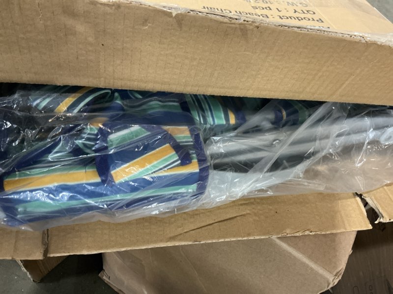 Condition photo showing New/Like New for yestomo backpack beach chair for adults, folding beach chair with 4 positions, heavy duty chair with large cooler pouch support to 350lbs (stripes_blue&cyan&yellow)