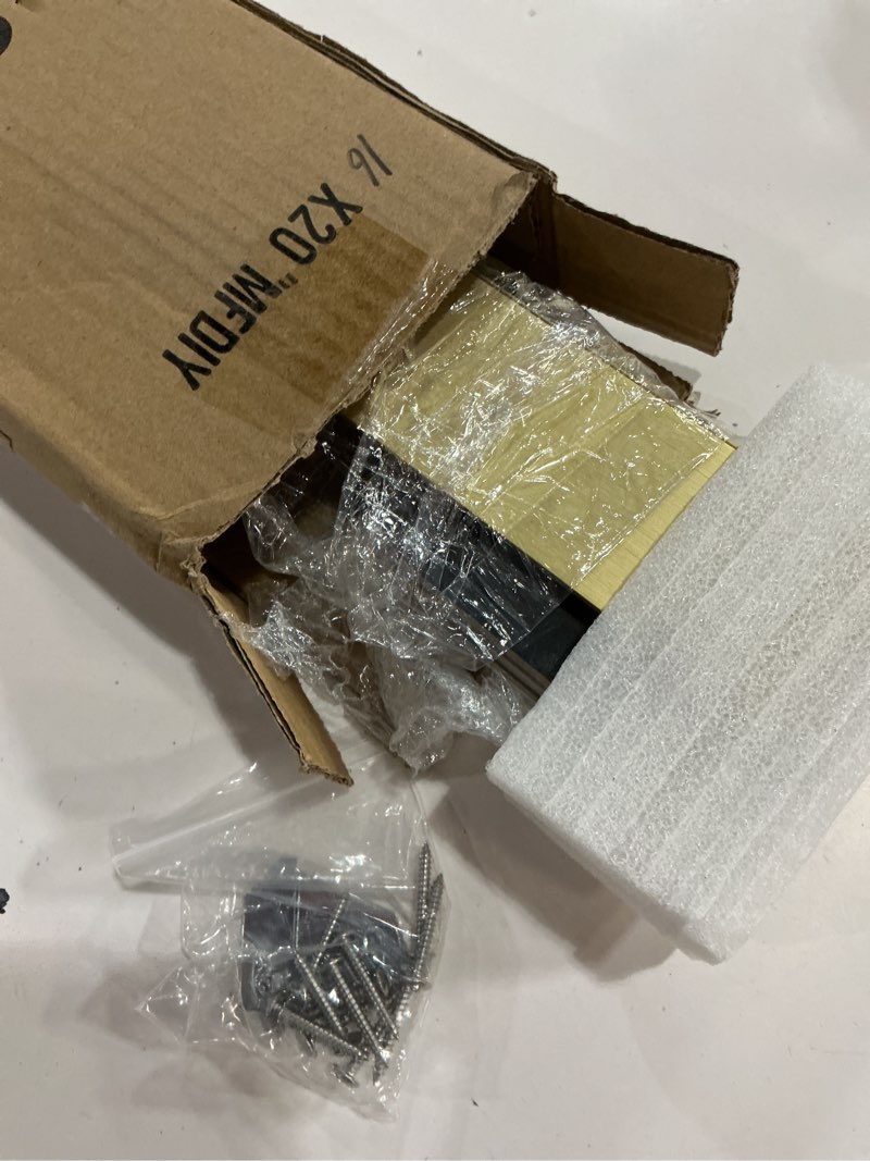 Condition photo showing New/Like New for DIY Metal Canvas Frame for 16x20 Canvas Paintings, 1.5" Deep Modern Floater Frame for Oil Paintings, Portrait, Landscape, Living Room, Bedroom, Home Office Wall Art Decor (Gold) 16x20" Gold