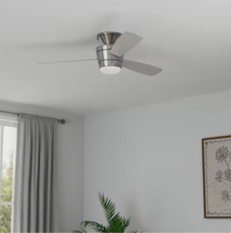 500+ bought last week harbor breeze mazon 44-in brushed nickel with brushed nickel/black blades led flush