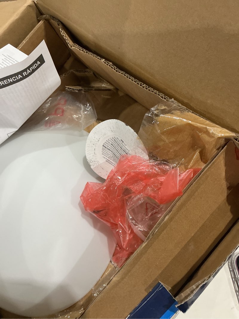 Condition photo showing As Is for project source 2-light 13-in brushed nickel led, flush mount light