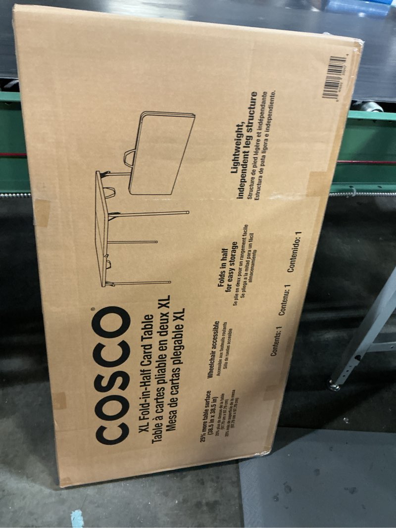 Condition photo showing New/Like New for coscoproducts cosco xl 38.5" fold-in-half card table w/handle, black, indoor & outdoor, wheelchair accessible