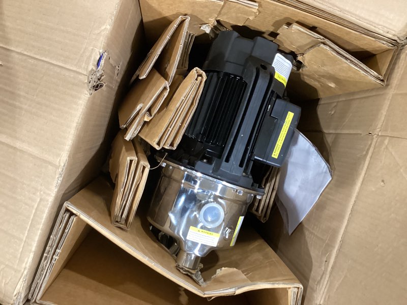 Condition photo showing New/Like New for acquaer 1.6 hp shallow well pump with pressure tank, stainless steel, 1340 gph 115v irrigation, automatic water booster jet pump for home, garden, lawn