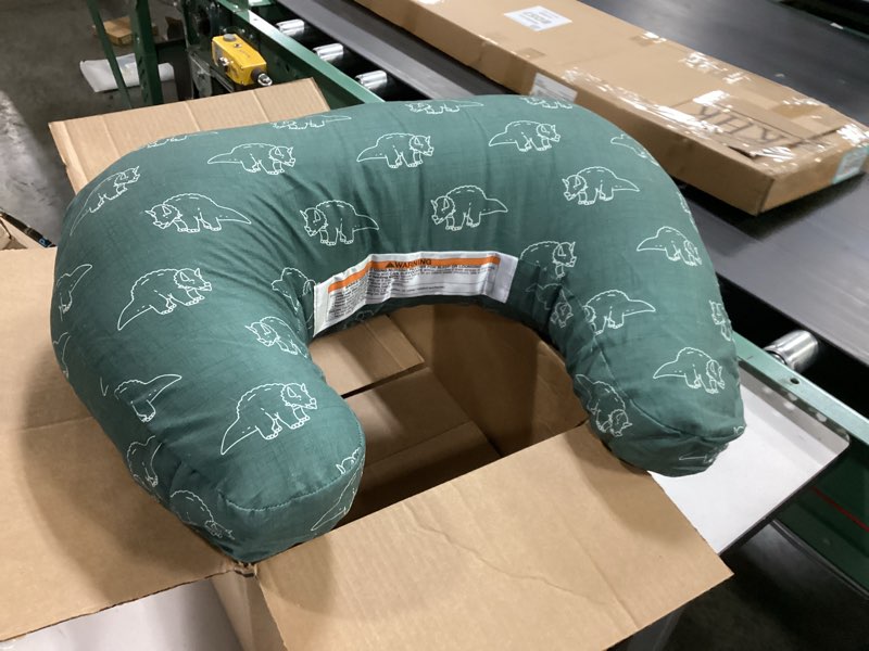 Condition photo showing As Is for New Boppy Nursing Pillow - Green Forest Animal Sketches