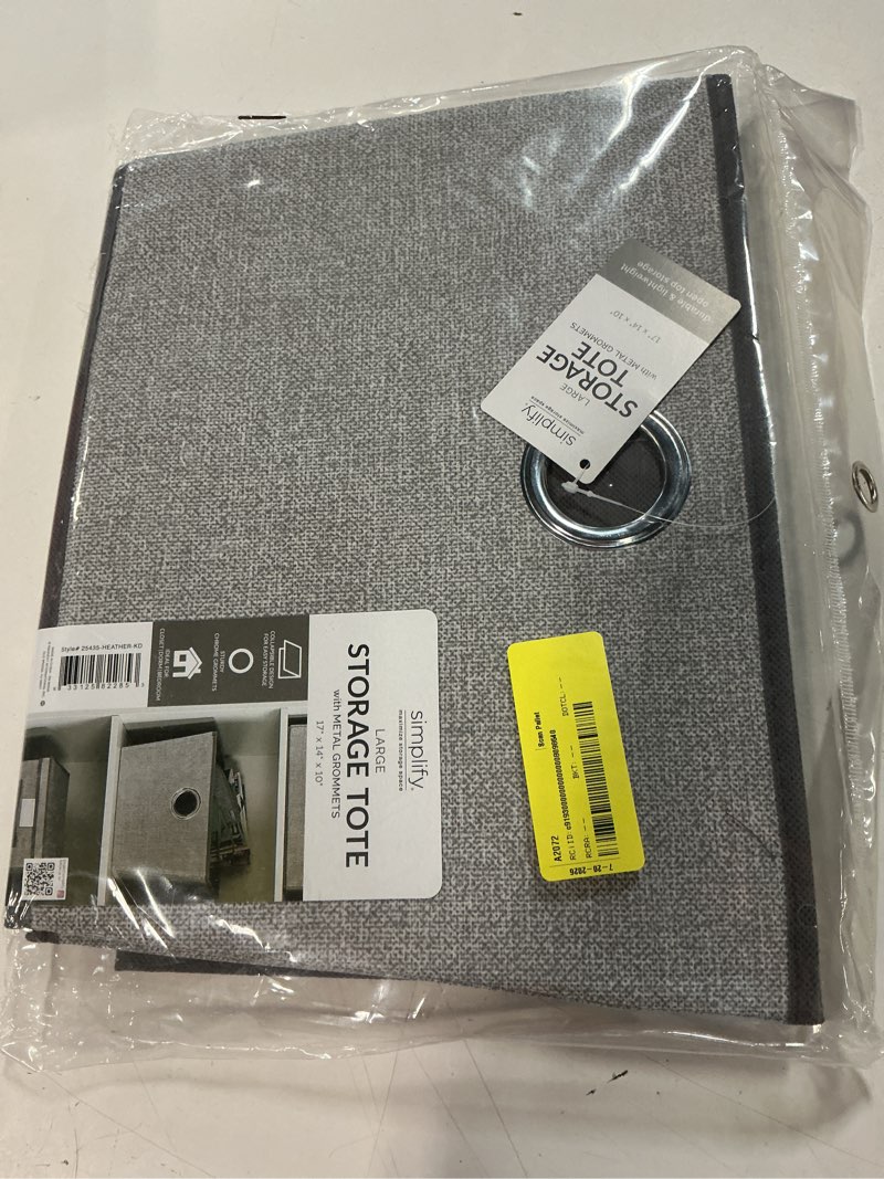 Condition photo showing New/Like New for simplify (14-in w x 10-in h x 17-in d) heather grey plastic bin