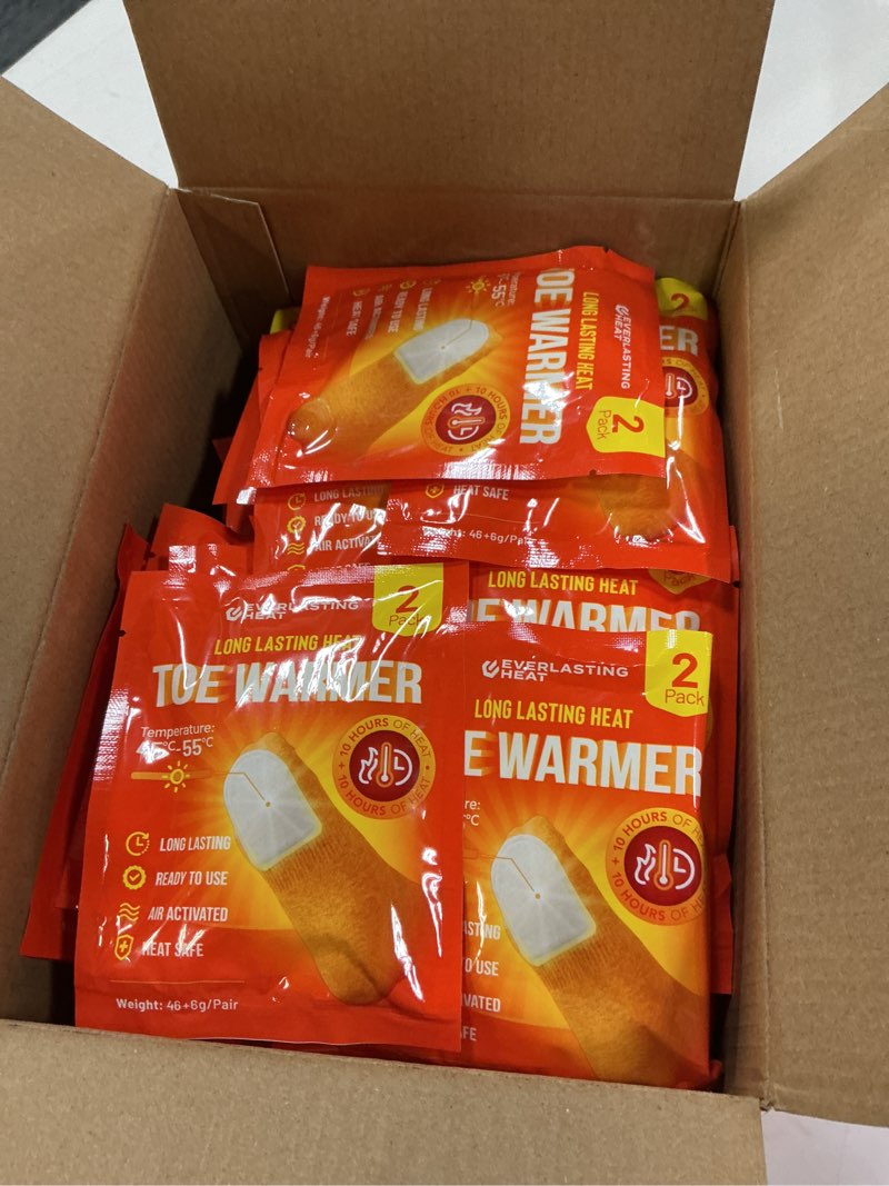 Condition photo showing New/Like New for Toe Warmers 40 Pairs (80 Warmers) - Up to 10 Hours of Long Lasting Warmth and Toe Warmers for Feet - Easy Air Activation - Ultra Thin, TSA Approved 40 Pairs Toe Warmers