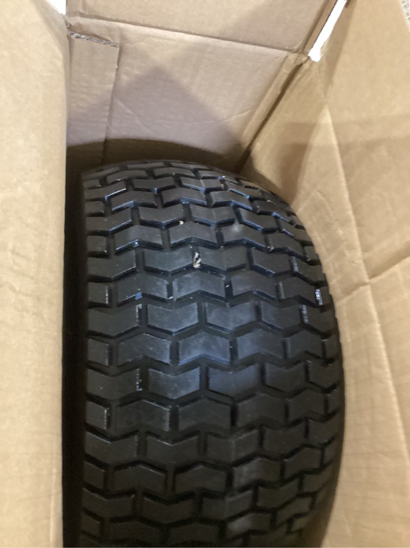 Condition photo showing Good Condition for marathon 13x6.50-6" flat free lawnmower tire on wheel, 3" hub, 3/4" bushings