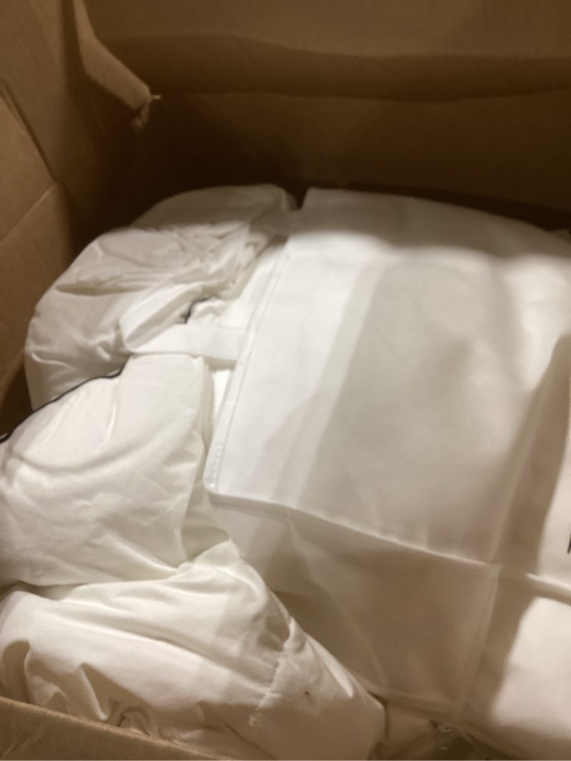Condition photo showing Good Condition for Down Fibers Comforter Queen Size,Luxurious All Seasons Hotel Collection Duvet Insert,54 Oz High Bulkiness Medium Warmth,Fluffy & Breathable for Bedroom, Guestroom, Hotel (White,90x90) White Queen