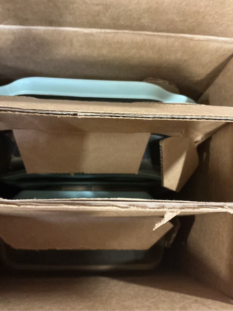 Condition photo showing New/Like New for Pyrex Deep 3-Pack Glass Baking Dish Set (9"x13", 7"x11", 8"x8") With BPA-Free Lids, Rectangular Glass Bakeware, Dishwasher, Microwave, Freezer & Pre-Heated Oven Safe 7x11, 8x8, 9x13 (3-Count)