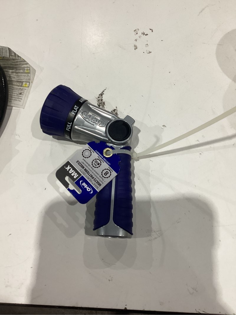 Condition photo showing As Is for orbit max 8 -pattern thumb control trigger nozzle
