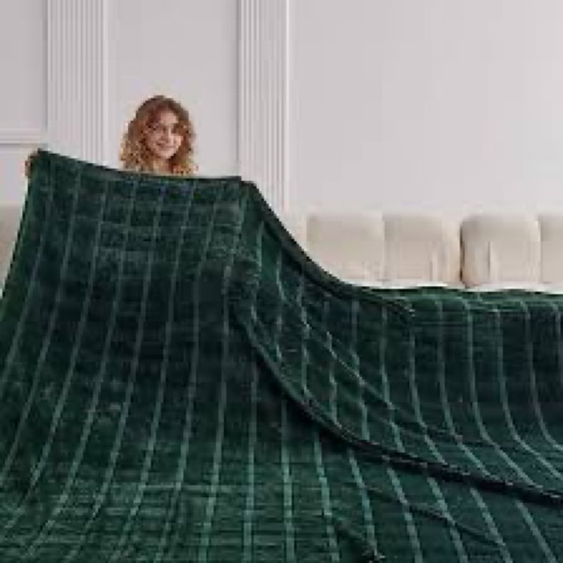 oversized king fleece blanket 120x138 inches, seamless soft cozy 3d jacquard flannel blanket 10'x11.