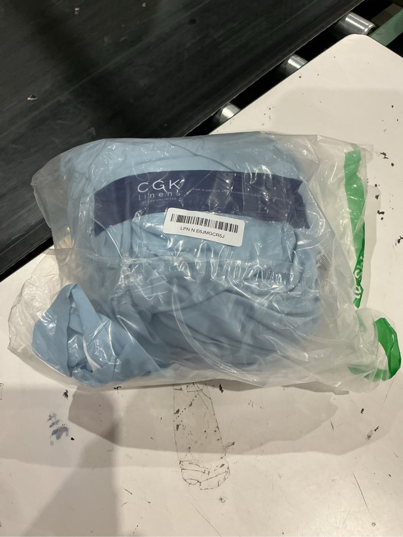 Condition photo showing As Is for duvet cover full size set - extra soft full duvet cover 80" x 90" with 2 pillow shams for women, men, kids & teens - hotel luxury, easy-care w/zipper closures & ties - comfy & breathable (light blue) 20 - baby blue (no comforter) full (80x90)