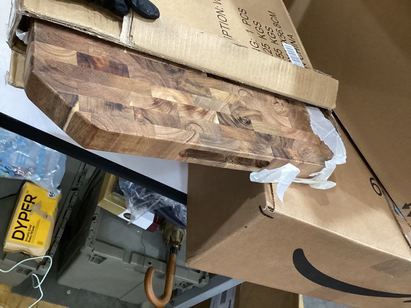 Condition photo showing Good Condition for Utoplike Large Acacia Wood Cutting Board 22" x 16", End Grain Butcher Block with Juice Groove and Handles, Reversible Chopping Board for Meat, Vegetables, and Cheese, Thick 1.4" 16"L x 22"W