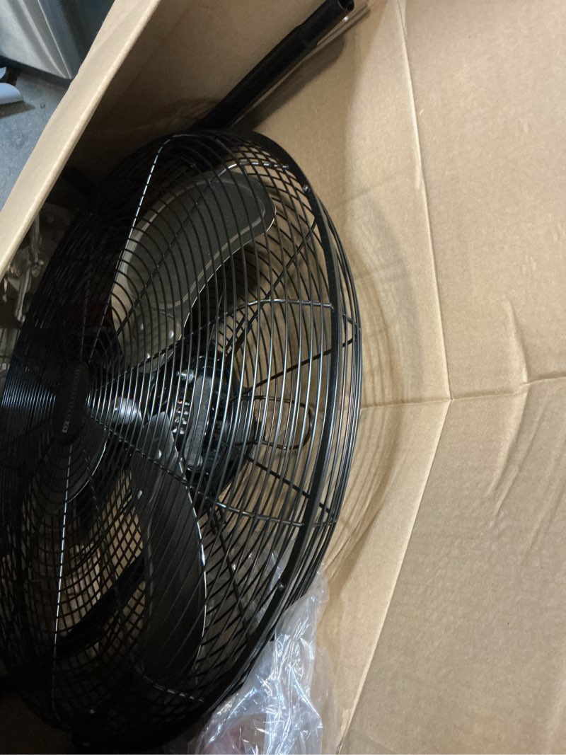 Condition photo showing As Is for utilitech 20-in 120-volt 3-speed high velocity indoor black floor fan