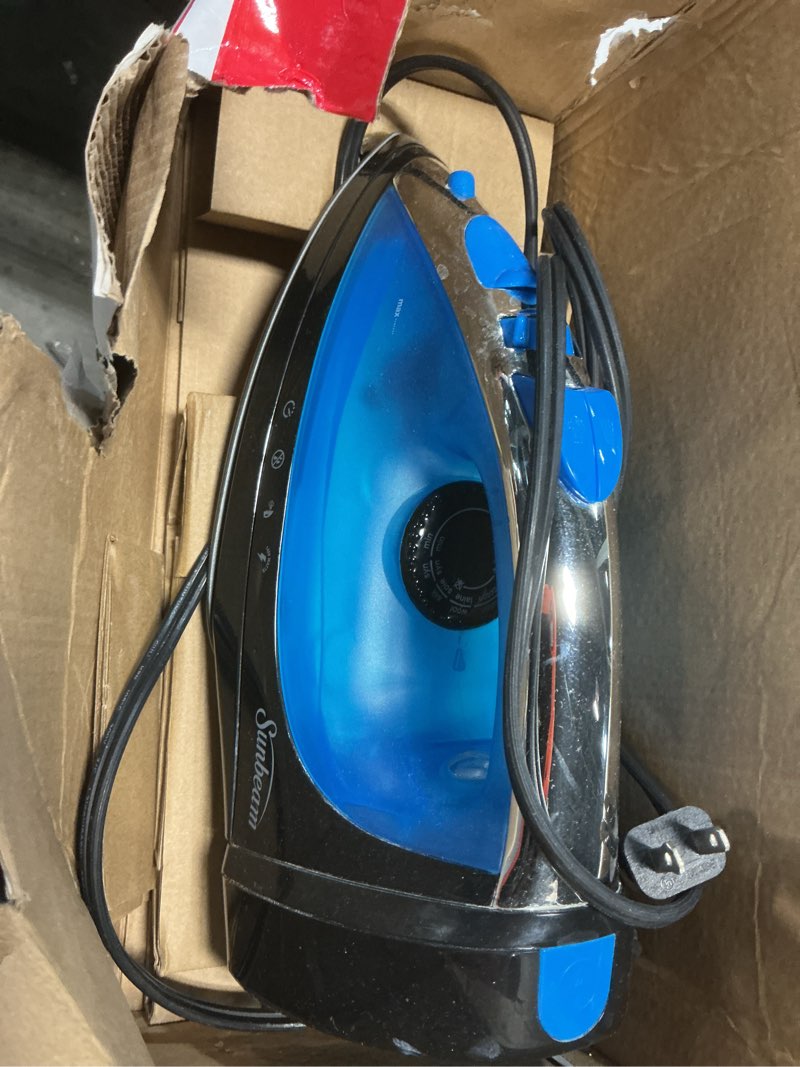 Condition photo showing As Is for (different color)  sunbeam 1700w digital pro steam iron with retractable cord