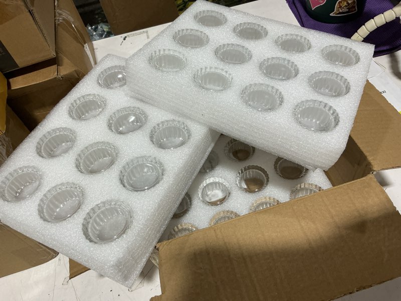 Condition photo showing Good Condition for voho 36pcs christmas tea light candle holder for gifts, clear candle holder | ribbed glass votive tealight candle holder decor for dining table centerpiece, tealight candle holder for wedding decorations clear 36
