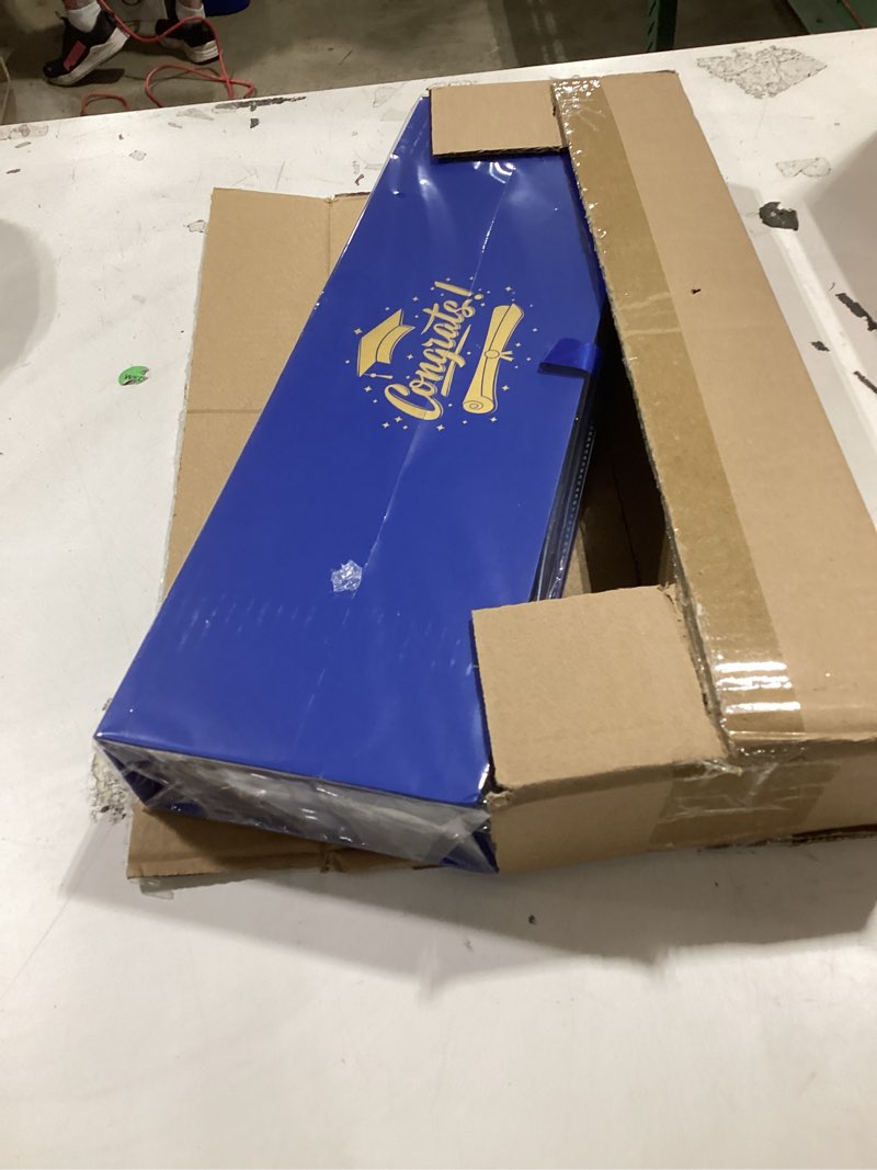 Condition photo showing New/Like New for trandraft graduation flower gift box empty grad letter large flower box with ribbon chocolate rose bouquet package for graduation birthday class reunion party favor supplies (blue,with logo) blue with logo