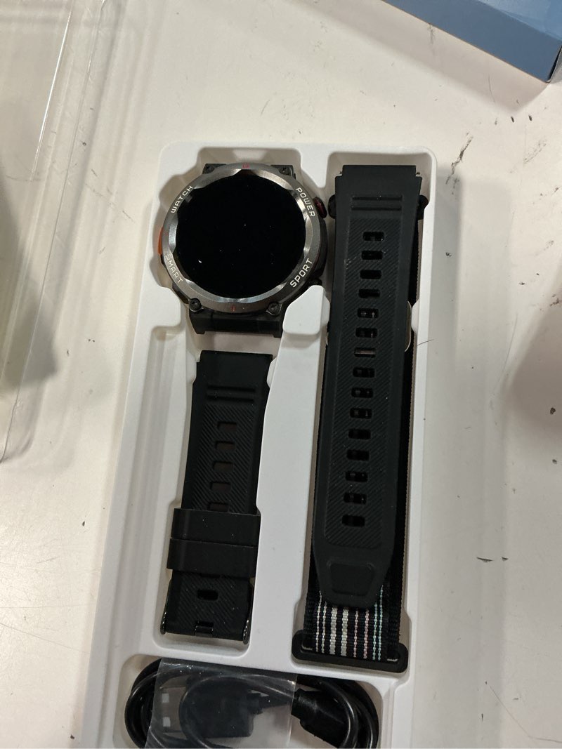 Condition photo showing Good Condition for iowodo military smart watch for men -100-day long battery life,fitness tracker with led flashlight/compass,heart rate monitor,120+ sports modes,ip68 waterproof,bluetooth call smartwatch for men?black?