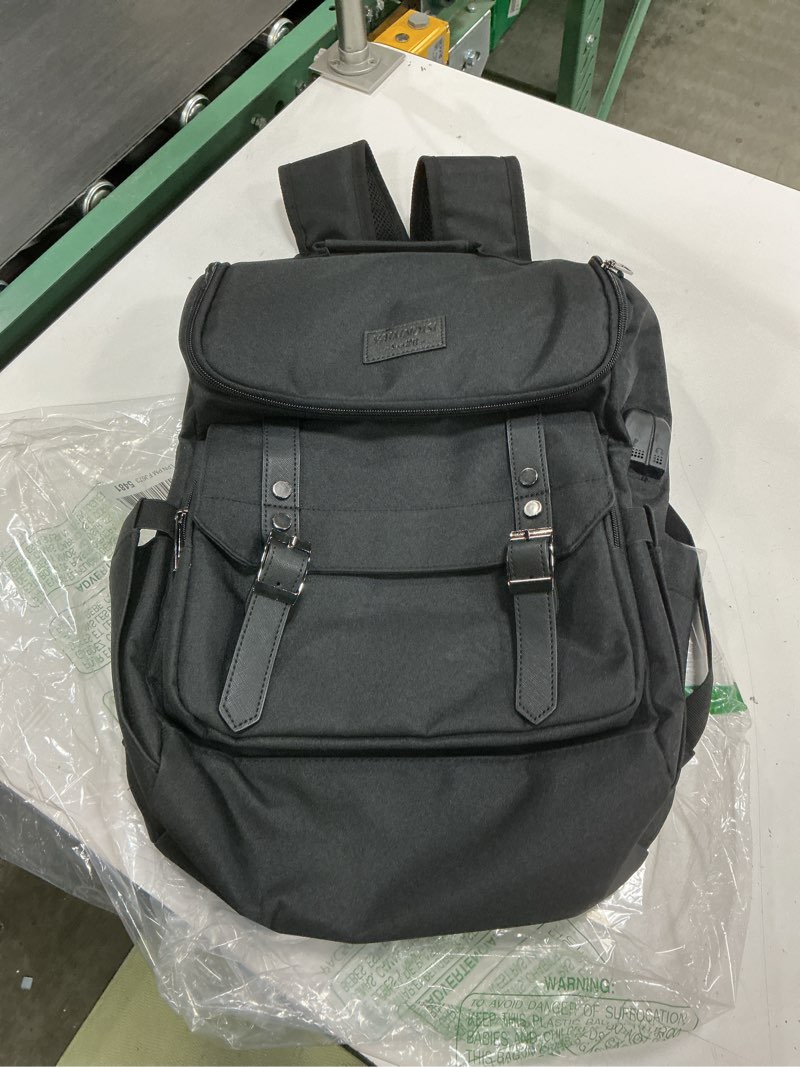 Condition photo showing Good Condition for vintage college laptop backpack for women & men - with usb charging port (black, fits 15.6 inch notebook)
