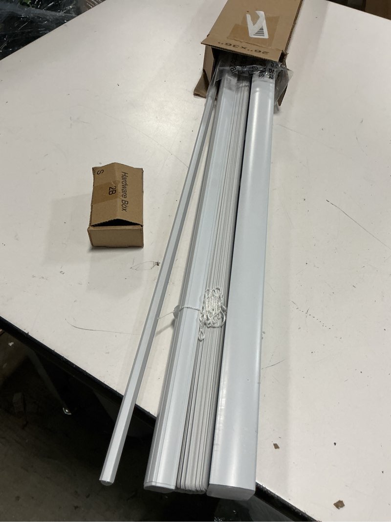 Condition photo showing Good Condition for lazblinds cordless white 1" room darkening vinyl mini blinds, 20" w x 36" h horizontal window blinds for home, cordless shades for indoor windows white 20"w x 36"h