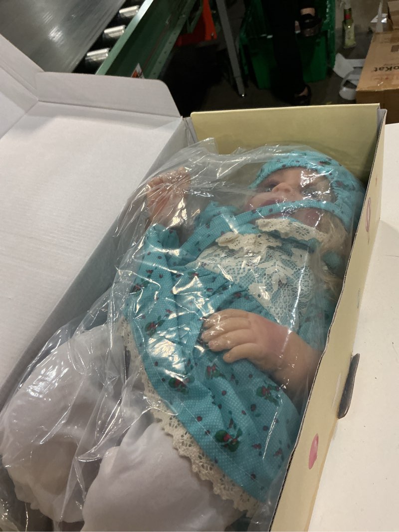 Condition photo showing Good Condition for jizhi lifelike reborn baby dolls - 18 inch realistic-newborn baby dolls blond girl handmade real life baby dolls with clothes for kids age 3+ blue