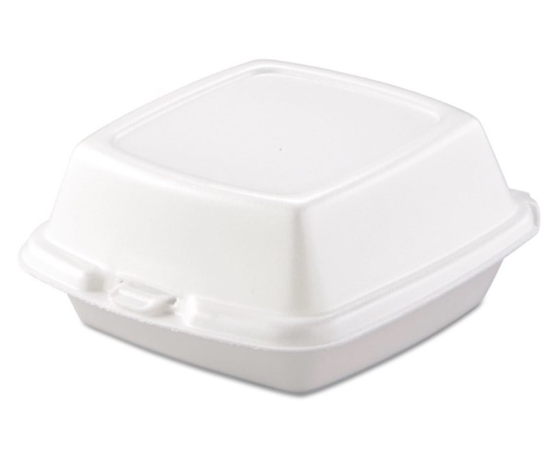 hinged lid 6" foam container (bag of 125)