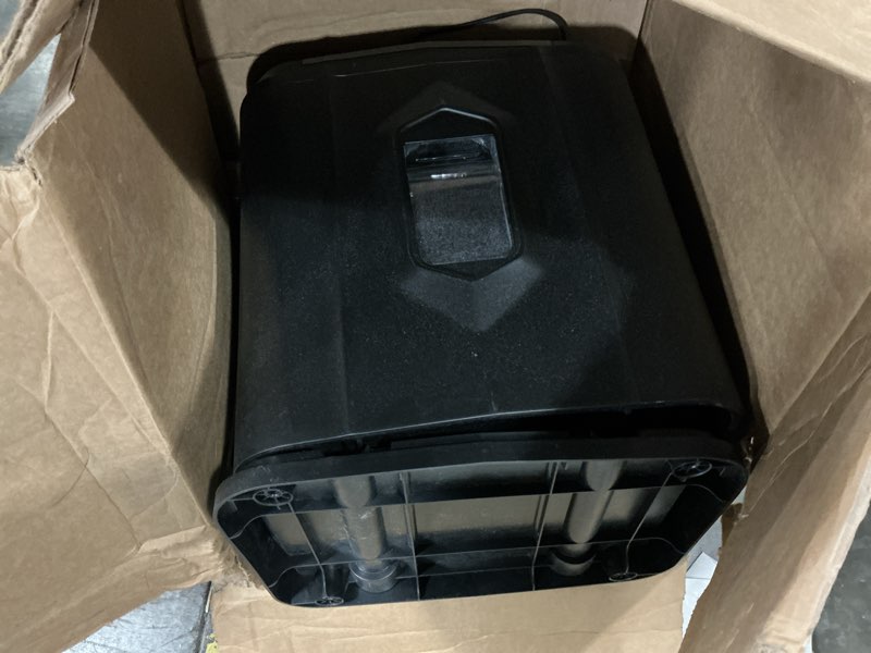 Condition photo showing As Is for aurora high security 120-sheet auto feed micro-cut paper and credit card shredder with 5 gallon pullout basket / 60 minutes/security level p-5 120-sheet auto feed microcut / p5