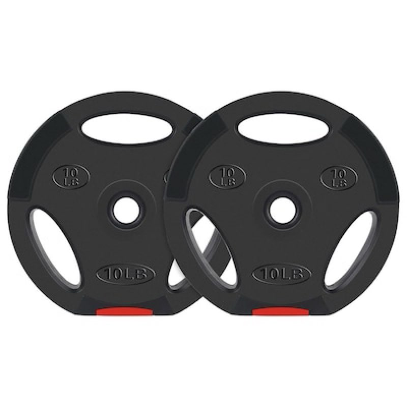 signature fitness standard 10 pound coded olympic weight plate black (set of 2)