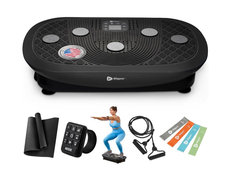 lifepro rumblex 4d pro vibration plate - whole body exercise machine - home workout equipment with bands & accessories