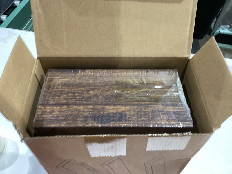 Condition photo showing New/Like New for BAYKA Floating Shelves Bathroom for Wall – Shelf Over Toilet Farmhouse Rustic Wood for Bedroom, Kitchen, or Living Room Decor Organization Display Shelving – Rustic Brown, Set of 3 B. Rustic Brown - Americana Farmhouse Style 15.7inches