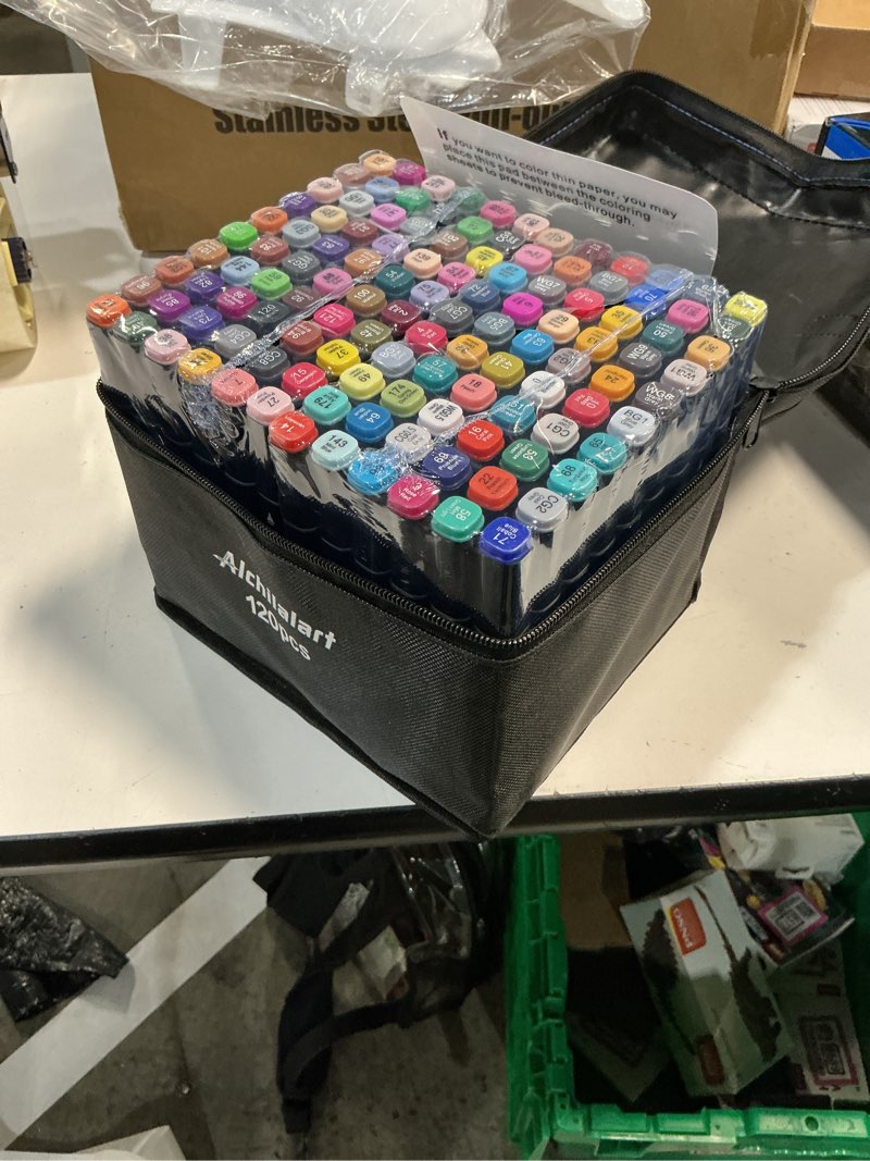 Condition photo showing New/Like New for alchilalart 120-colors alcohol based markers, alcohol markers set, dual tip alcohol sketching drawing markers animation for adults black-120