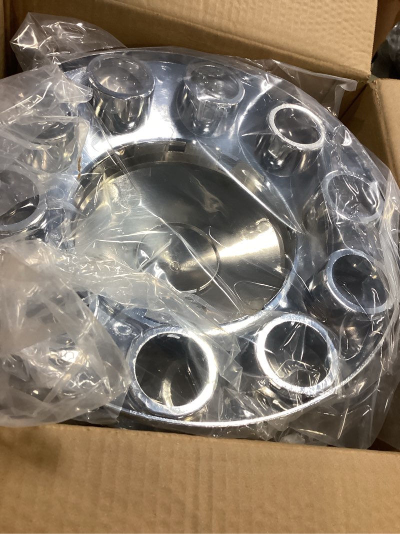Condition photo showing Good Condition for 33mm semi truck lug nut covers chrome plastic front axle cover kit abs thread-on ug nut covers and removable hub caps for semi trucks or traile (spiked cover b: 2 front)