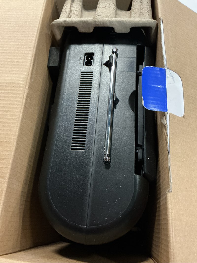 Condition photo showing As Is for onn. portable cd/cassette boombox with bluetooth wireless technology  black