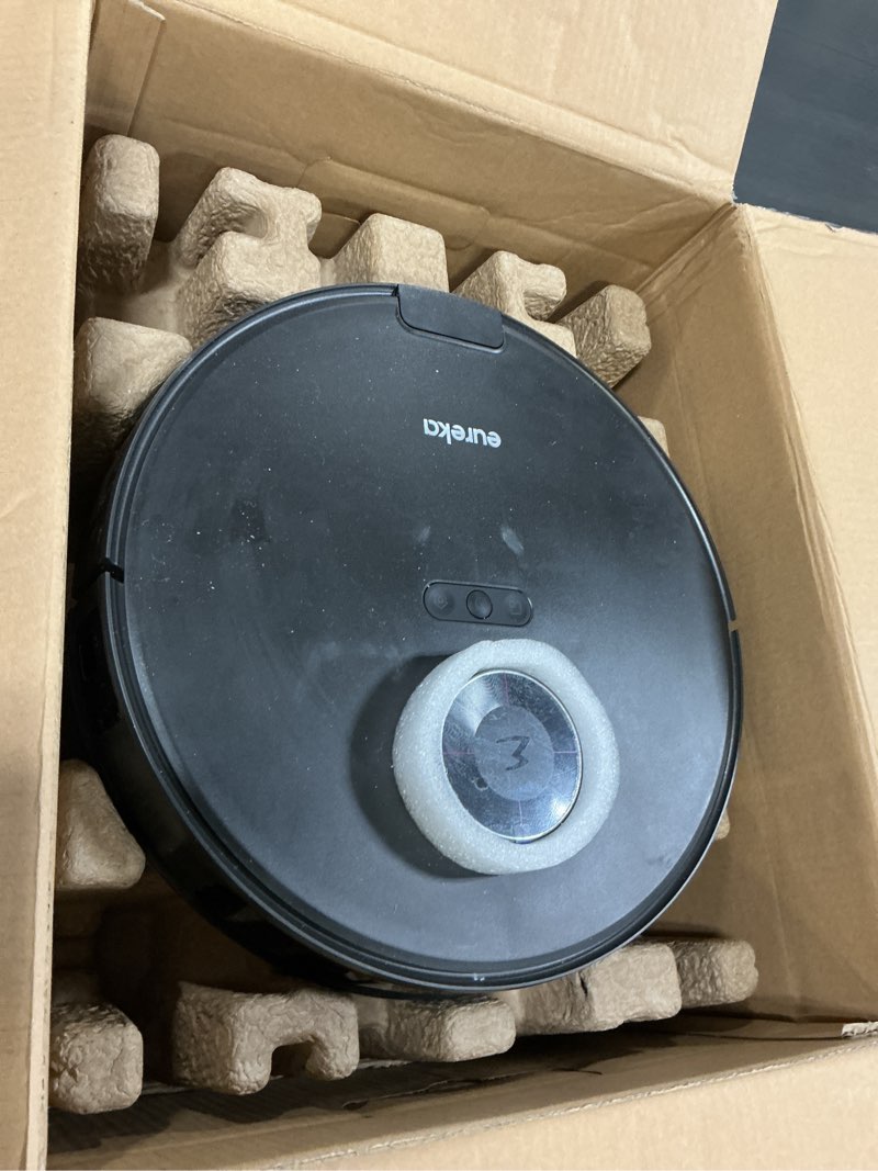 Condition photo showing As Is for Eureka E20 Evo Plus Robot Vacuum and Mop Combo, 10,000Pa Suction Robot Vacuum Cleaner Bagless Self-Emptying Station, 45-Day Capacity Anti-Hair-Tangling Side Brush Mop Lifting App Control LiDAR Nav