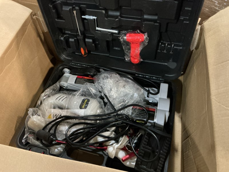 Condition photo showing Good Condition for Mautyke Electric Car Jack Kit - 3 Ton Auto Scissor Car Lift Jack Portable Air Floor Jack Automatic Trailer Jack Stand Emergency Tire Repair Tool Kit