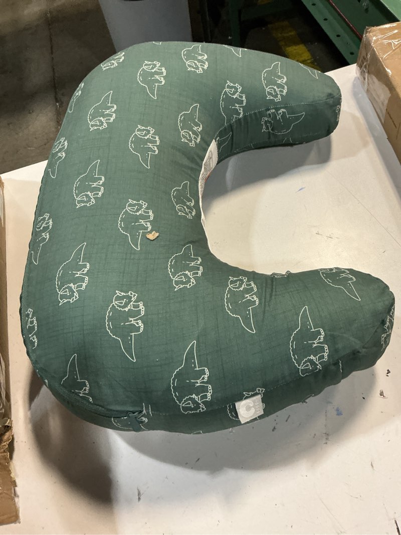 Condition photo showing Good Condition for Boppy Nursing Pillow - Firm, Ergonomic U-Shaped Bottle and Breastfeeding Pillow with High Lift for Comfort and Support, Spacious Surface - Forest Green Dinos