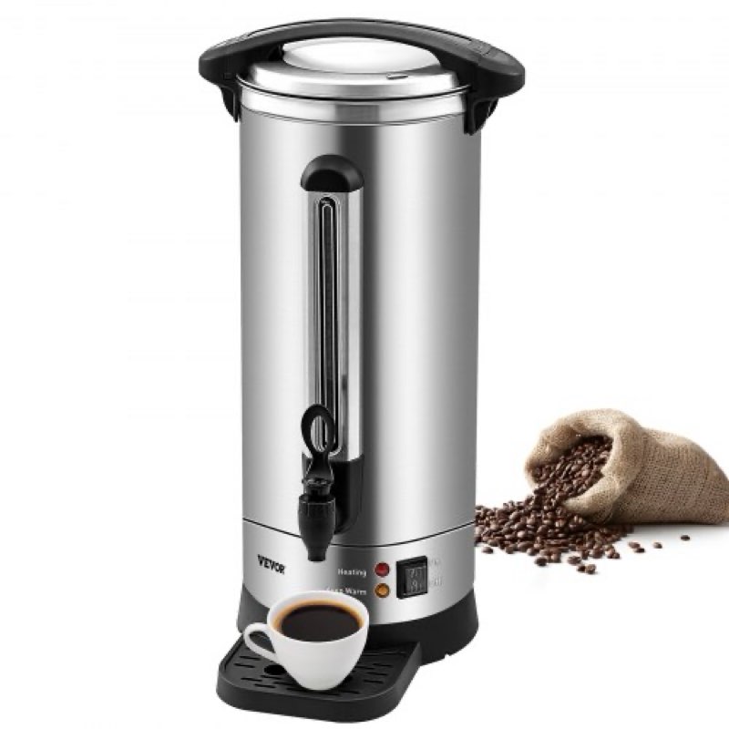 vevor commercial coffee urn, 110 cups stainless steel large coffee