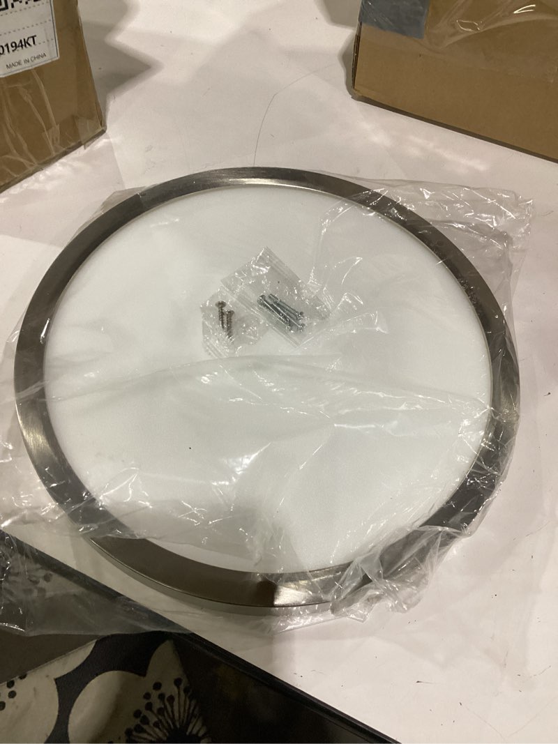 Condition photo showing Good Condition for hlite dimmable 12 inch led flush mount ceiling light fixture,2600lm,3cct | 24w super slim,selectable 3000k/4000k/5000k, low profile light for kitchen bedroom hallway living room, brushed nickel,4 pack