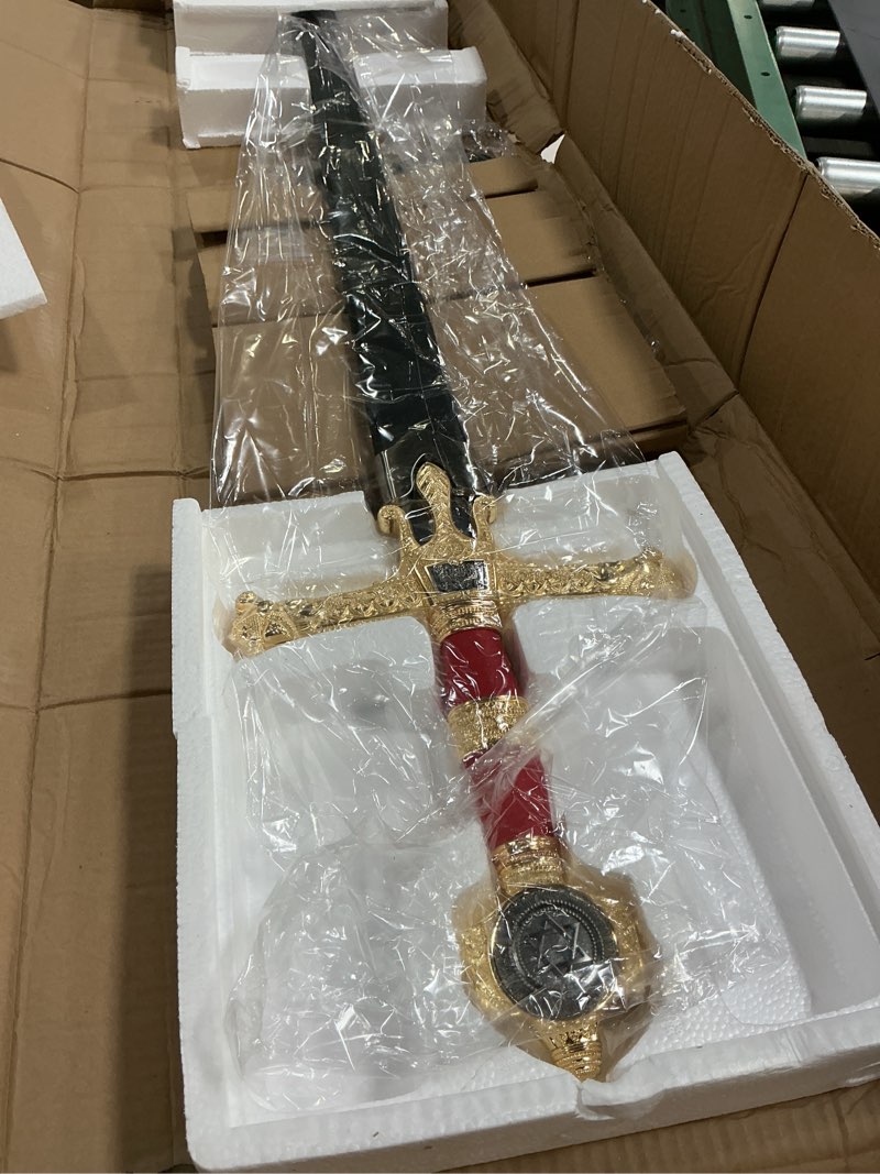 Condition photo showing New/Like New for sword fort 48.8" kingsolomon sword real metal,all-metal material?classic medieval knight arming sword biblical swords-red/brown red2