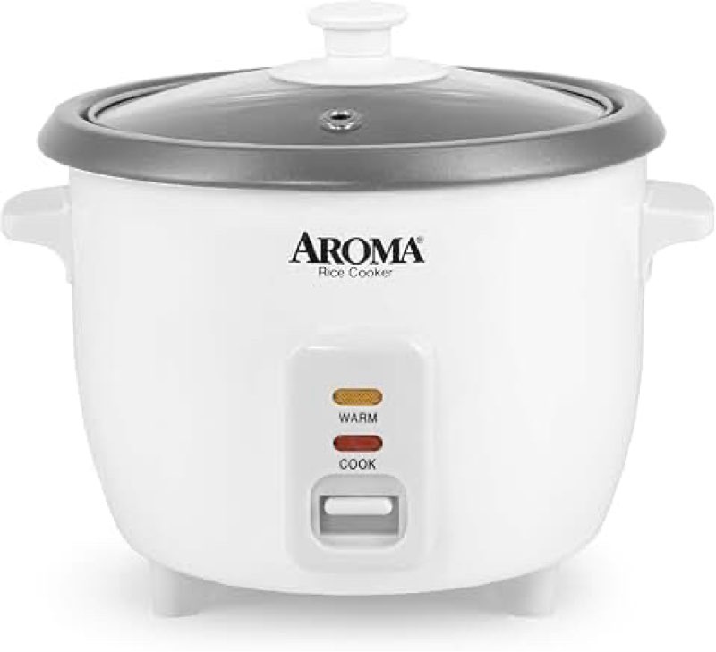 aroma® rice cooker, 3-cup (uncooked) / 6-cup (cooked), small rice cooker, oatmeal cooker, soup maker, auto keep warm, 1.5 qt, white, arc-363ng