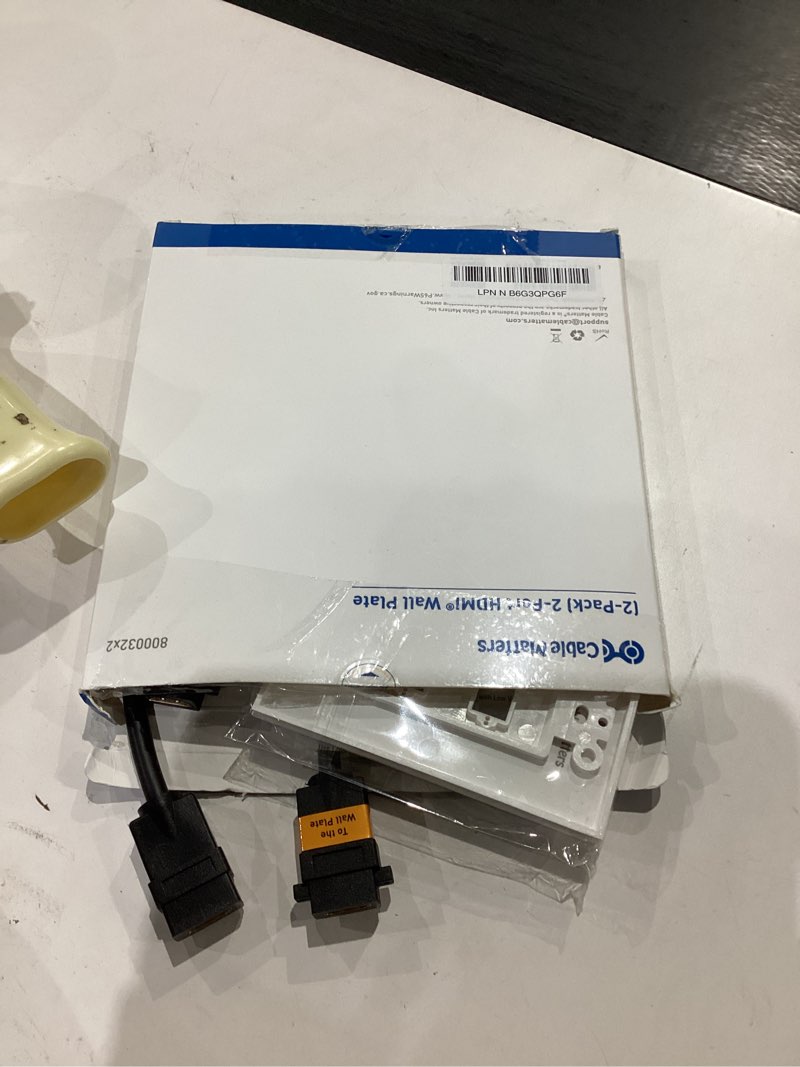 Condition photo showing As Is for cable matters 2-pack 2-port hdmi wall plate in white (4k uhd, arc, and ethernet pass-thru support)