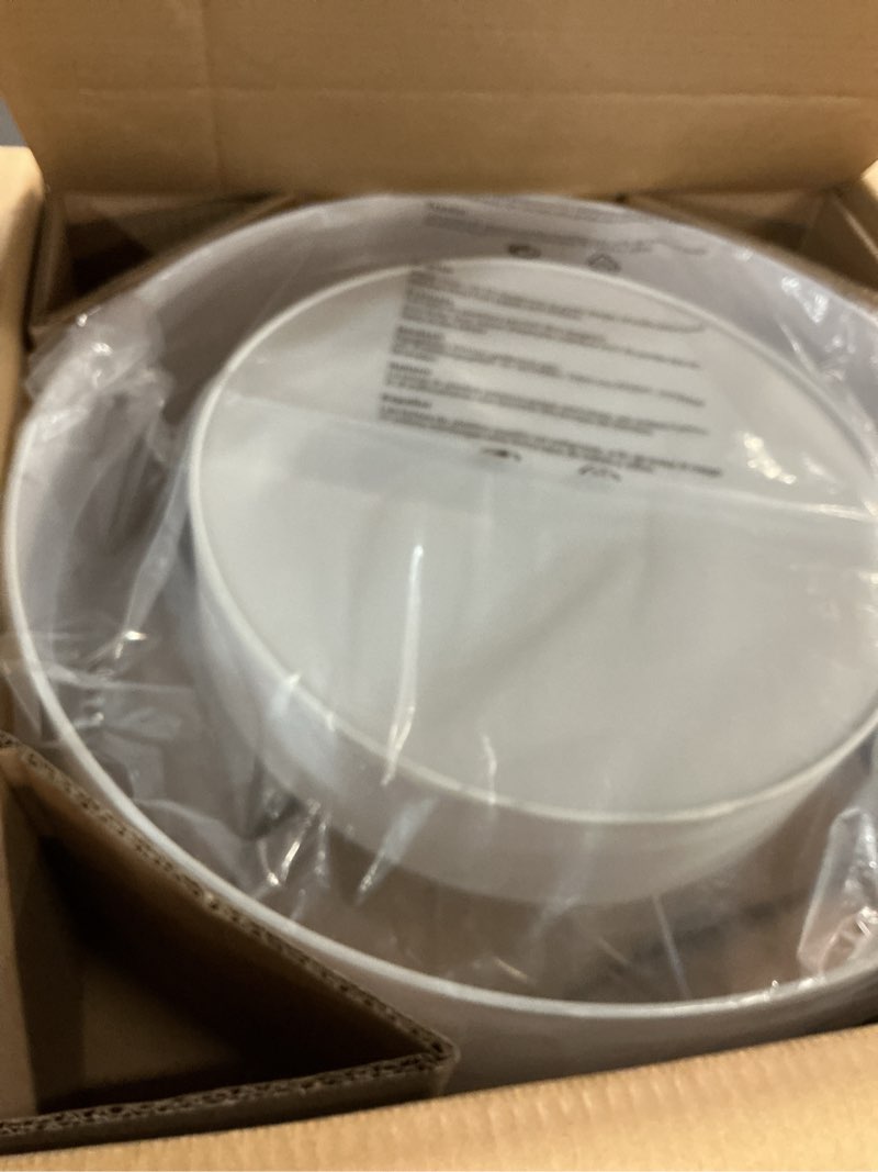 Condition photo showing Good Condition for 18" Drum Pendant Light Fixture, 3 Light Drum Chandelier with Wihte Fabric Lampshade, 2 Tier Dining Room Light Fixtures over Table, Ceiling Drum Chandeliers for Dining Room, Bedroom and Living Room White