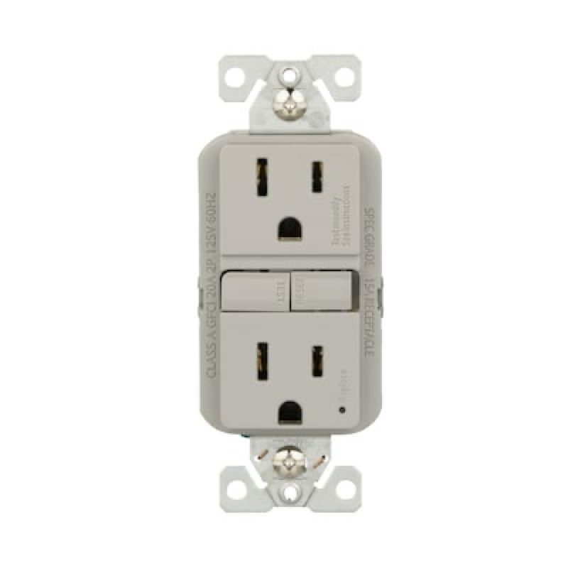 eaton 15 -amp 125-volt gfci residential decorator outlet receptacles , gray