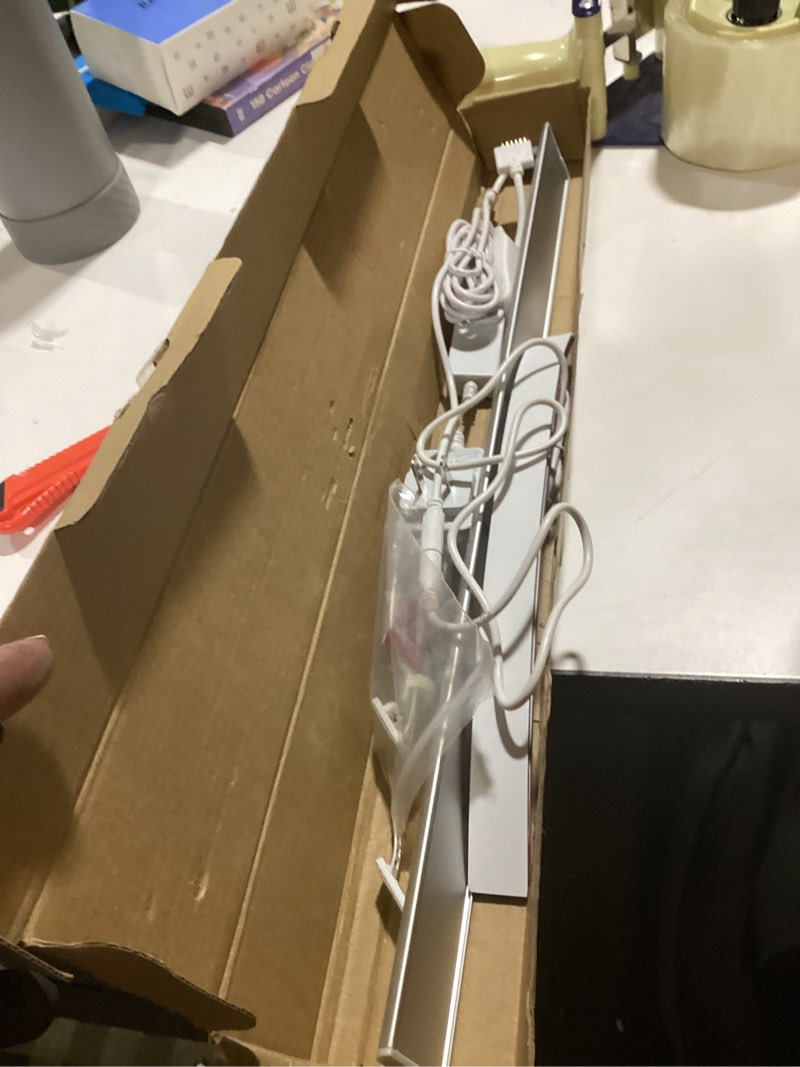 Condition photo showing As Is for Smart Under Cabinet Lights, LED Light Bar, White & RGB Multi Color Changing Counter Lighting. Alexa Google App Controlled Lamp for Kitchen ,Shelf, Bookcase, above Sink, Desk (1-Bar 20 Inch Kit)