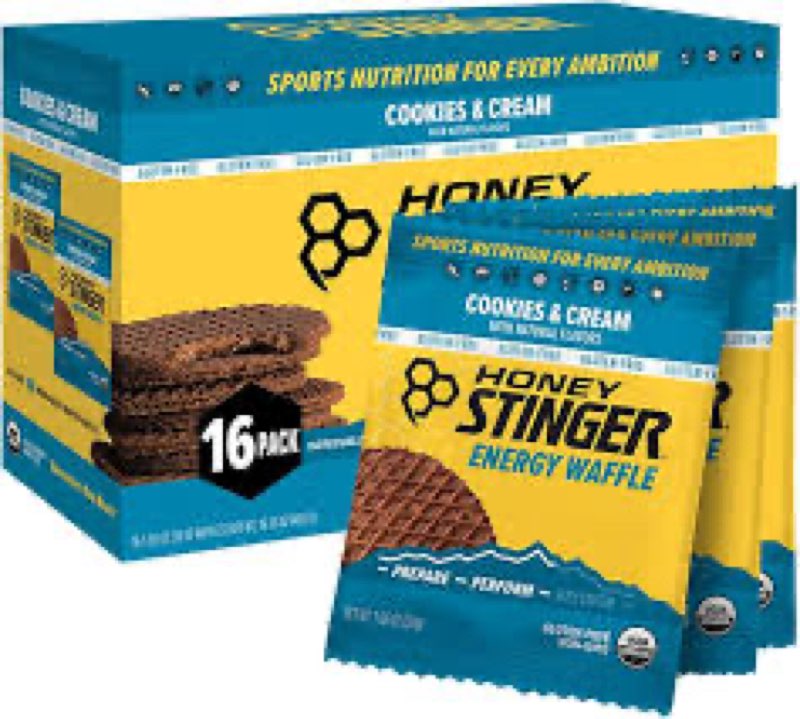 best by july-22-2026 honey stinger organic gluten free cookies & cream waffle, energy stroopwafel for exercise, endurance